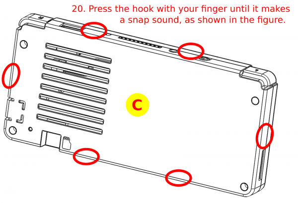 Figure 62 - Press the hook with your finger until it makes a snapping sound