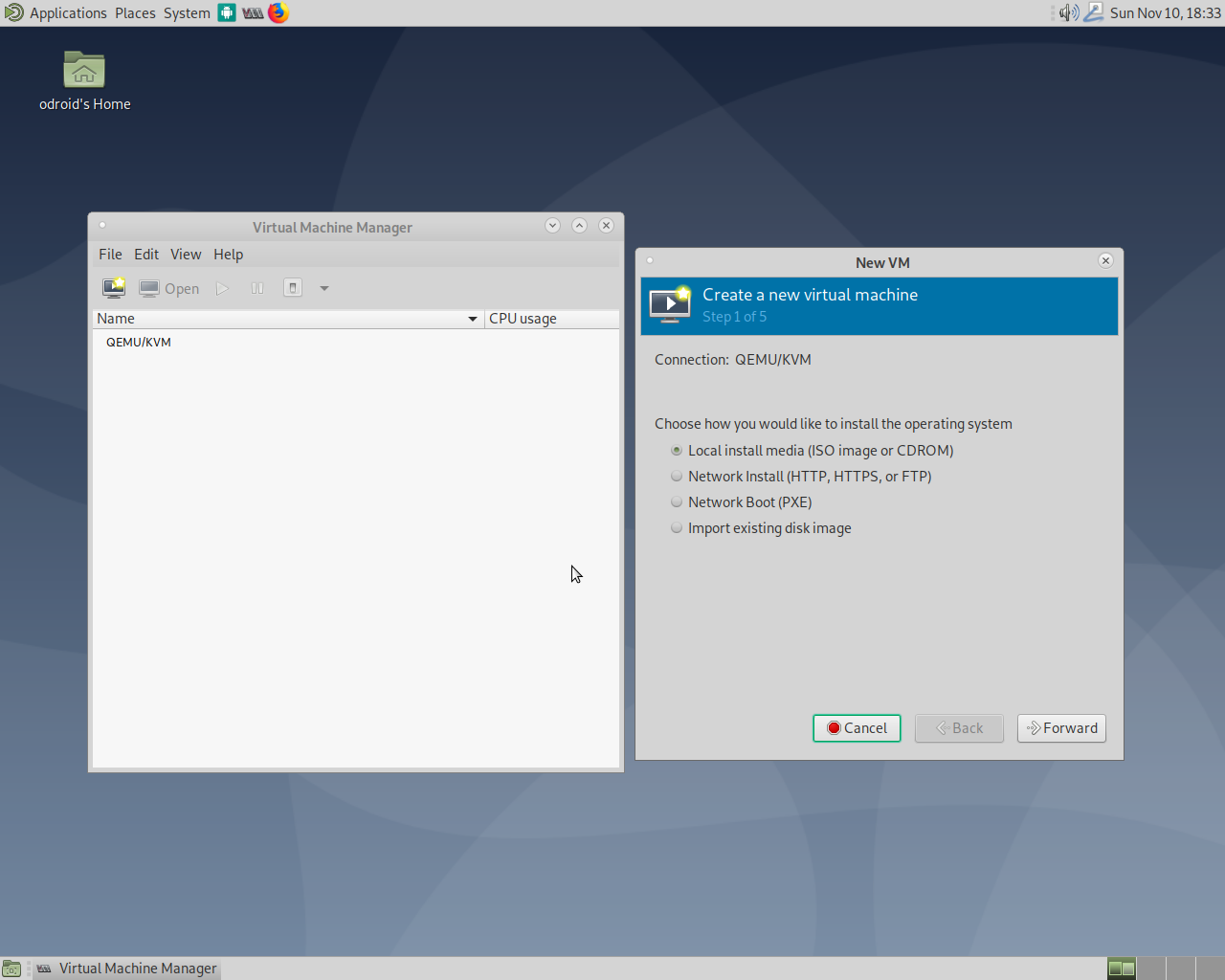 Figure 2 - Setting up a new VM with virt-manager is very easy