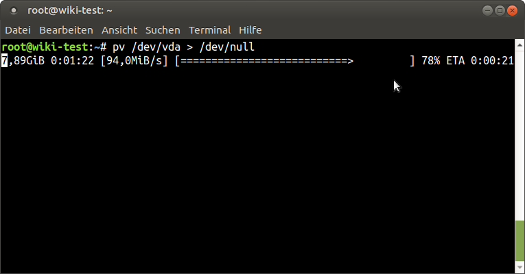 Figure 4 - Dumping the Virtual HDD image of a running VM to /dev/null to check read performance of the NFS storage pool