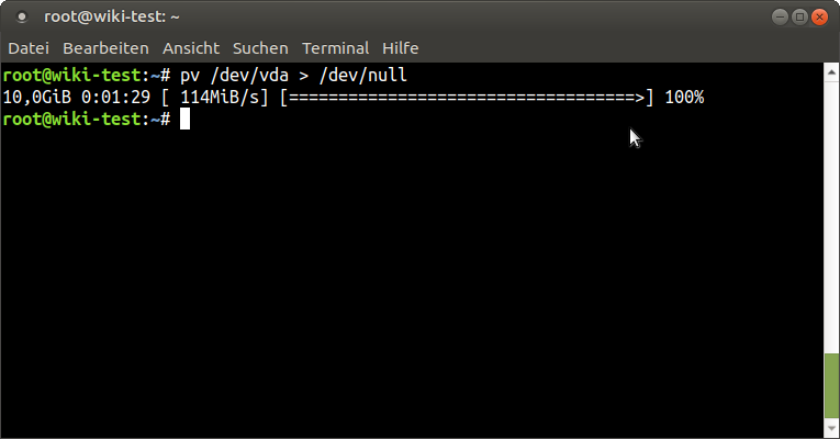 Figure 5 - Dumping the Virtual HDD image of a running VM to /dev/null to check read performance of the NFS storage pool