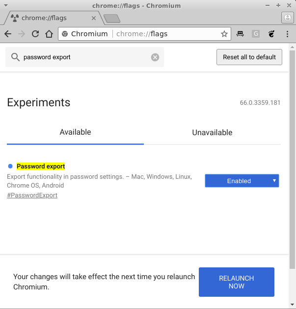 Figure 9 - Exporting passwords from Chrome